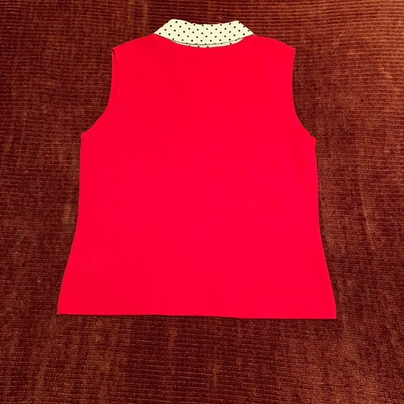 Red Sweater Vest with White Shirt Collar - Picture 3 of 11
